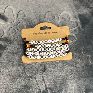 Handmade Canucks stretchy bracelets - pick 5 - flying skate colours